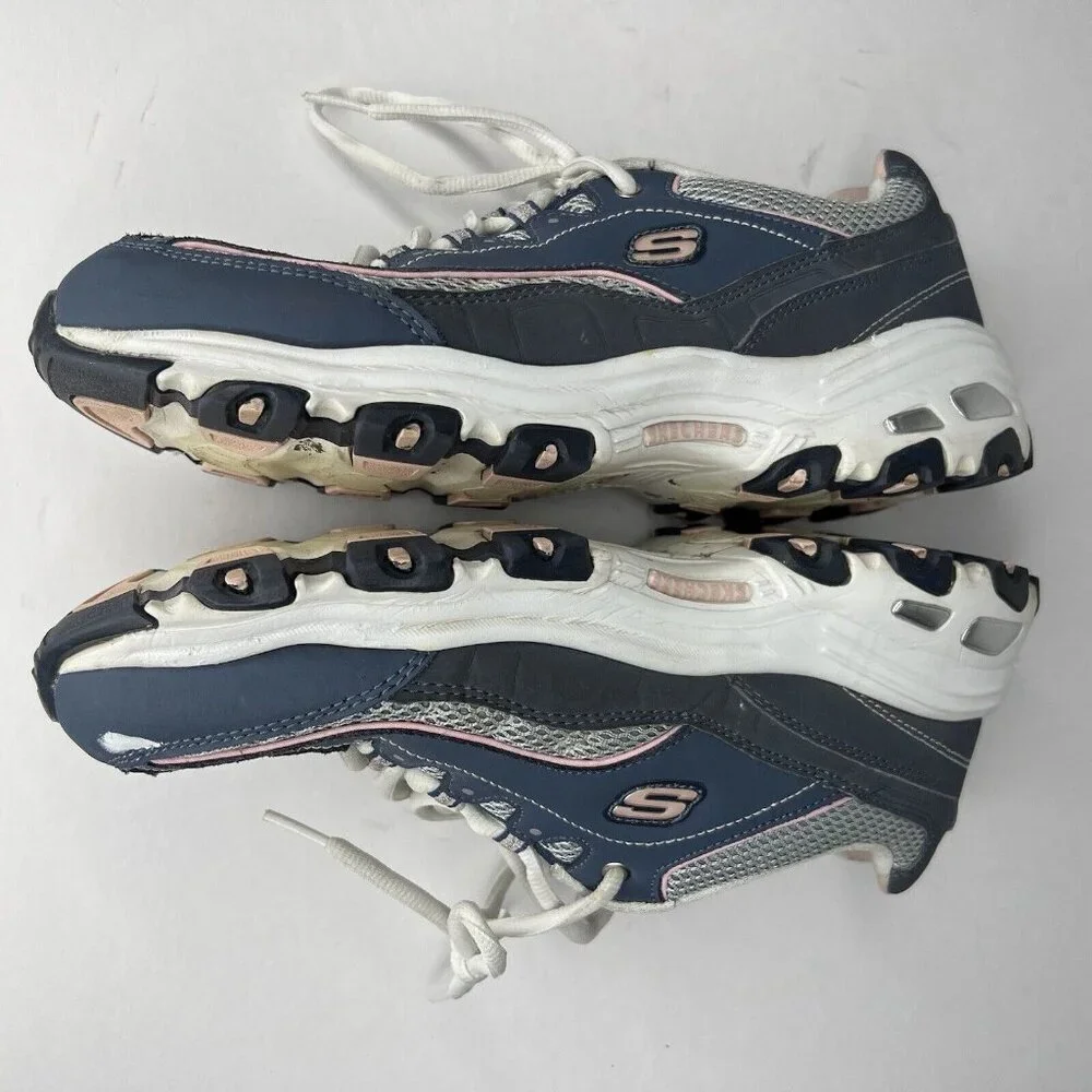Skechers D'lites Sport Walking Sneaker Womens Size 10 Blue Suede-Look Shoes